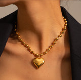 Stainless Steel Beaded Heart Necklace