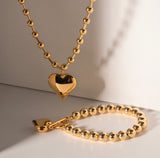 Stainless Steel Beaded Heart Necklace