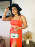 ORANGE CROP-TOP PANTS SET