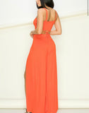 ORANGE CROP-TOP PANTS SET