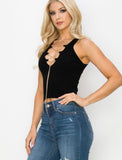 BLACK TOP WITH CHAIN