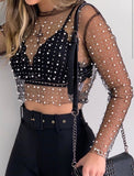 BLACK PEARL SHEER MESH CROP TOP
