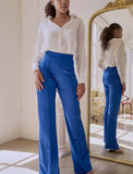 ROYAL SATIN STRETCH HIGH WAISTED PANTS