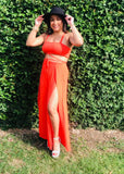 ORANGE CROP-TOP PANTS SET