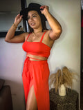 ORANGE CROP-TOP PANTS SET