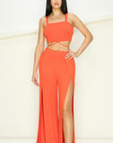 ORANGE CROP-TOP PANTS SET