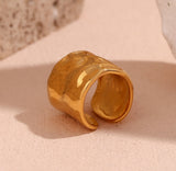Gold Stainless Steel Wave Open Ring