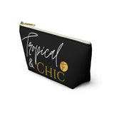 Tropical & Chic (black) - Accessory Pouch w T-bottom