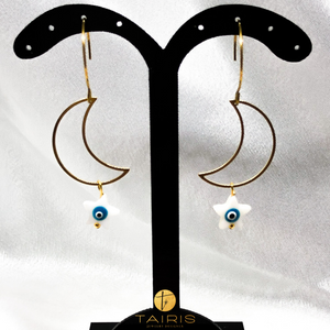 Aretes- MOON & EVIL EYE STAR